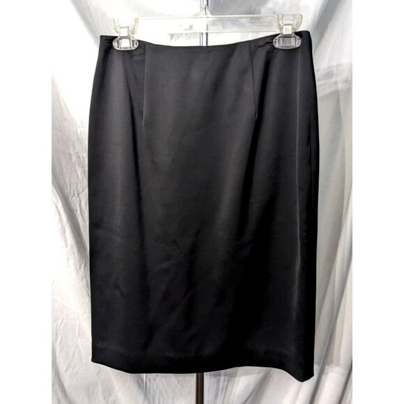 Vintage 90s KAY UNGER New York Sleek Black Knee Length Pencil Skirt Lined Size 2 - Picture 1 of 9